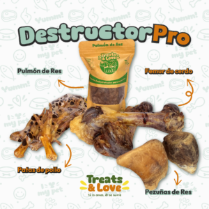 Kit de snacks masticables naturales Destructor Pro para perros con patas de pollo, fémur de cerdo y pezuñas de res